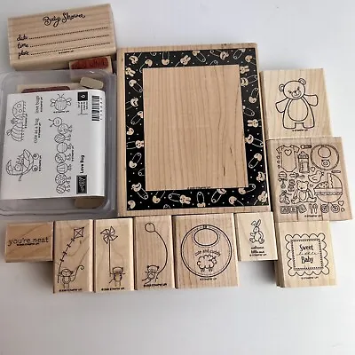 Stampin Up Baby Lot Of 18 - Large Border Shower Invite Teddy Love Bug Monkey • $17.46