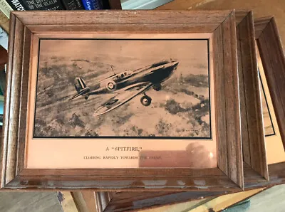 £30 • Buy Vintage Very Rare Copper Or Brass Etched Picture In Frame. Ww2 Early Spitfire,