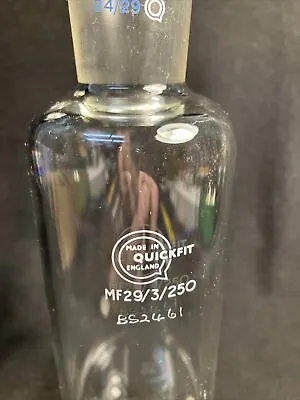 QUICKFIT BOROSILICATE GLASS  BOTTLE MF29/3/250 Laboratory Glass • £8.99