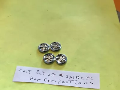$3.95 • Buy Amt 1/25 Vintage Set Of 4 Spoke Custom Hubcaps For Compact Cars Circa 60’s Era
