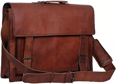 Genuine Men's Leather Handmade Messenger Laptop Briefcase Satchel Brown Bag • $81.20