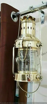 Vintage Brass Oil Lamp Maritime Ship Lantern-Anchor Boat Light Lamp Nautical New • $74.48