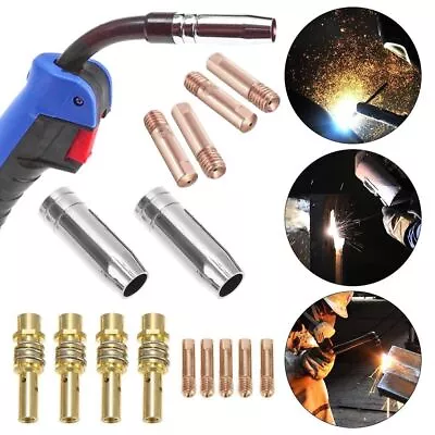 Mb15 Mig Welding Consumables Kit Torch Contact Tips Nozzle Shroud 14ak/15ak 13pc • £5.39