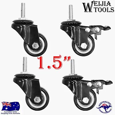 4pcs 1.5  40mm PU Castors Swivel M8x25mm BOLT Castor Caster Wheel Wheels 2 Brake • $18.99