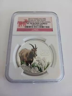 2015 Tokelau Silver Yr Of The Goat Colorized NGC PF70 Early Releases. • $124