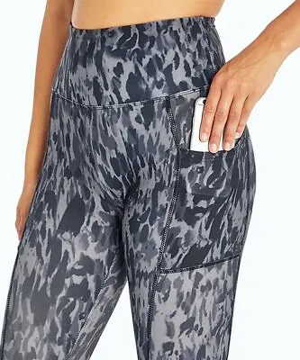 Bally 25'' Black & Gray Duck Feathered Cow High-Rise Pocket Leggings Size S • £19.94