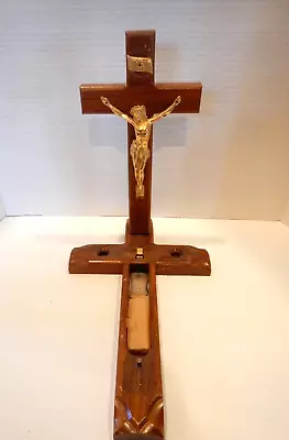 Vintage Catholic Sick Call Cross Crucifix Candles Holy Water Bottle  (L2) • $22