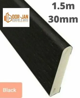 1.5m X 30mm Black WOODGRAIN UPVC Plastic Trim Cloaking Fillet Window Bead COILED • £11.38