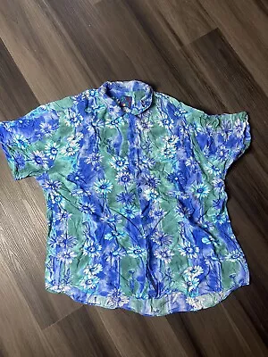 JAMS WORLD Men’s Blue Floral Flower Hawaiian Shirt Size 2XL USA • $39.99