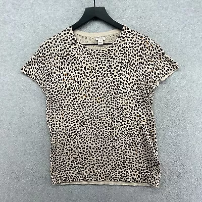 J.CREW Blouse Womens Size Medium Beige Short Sleeve Cheetah Print • $16.90