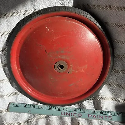 12” Antique Official Soap Box Derby Rubber Tires Metal Red Wheels Car Vtg Rare • $60