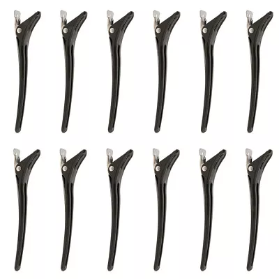 12 Pieces Hairdressing Salon Sectioning Clamp Hair Clips Hairpins Grip Black • £6.07