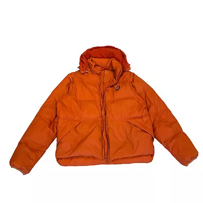 Marlboro Classics Hooded Puffer Coat | Vintage Designer Padded Winter Orange VTG • $31.77