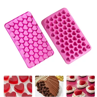 55 Pink Love Hearts Silicone Mould Chocolate Fondant Jelly Ice Cube Mold UK • £2.37