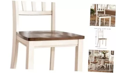 Sburg Cottage Rake Back Dining Chair Set Of 2 Brown & Off- Solid White • £156.06