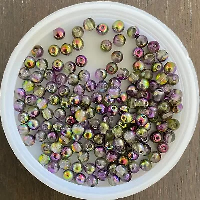 Czech Pressed Glass Druk Beads. Crystal Magic Orchid. 4mm. 100/pack. • $5