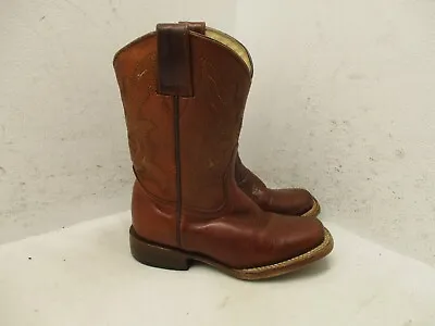 Adventurero Kids Cowboy Boots Toddler Size 9.5  Brown Leather Square Toe • $24.95