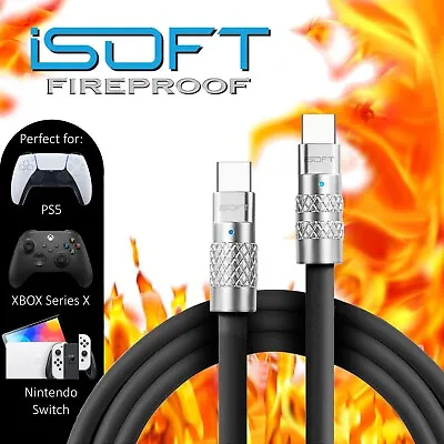 FireProof Charger Cable USB-C To Type C For PS5 XBOX Series X Nintendo Switch • £5.99