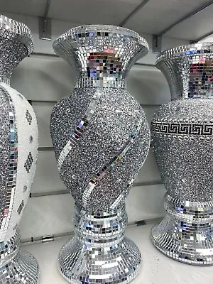 £29.99 • Buy Crushed Diamond Stunning Silver Crystal Silver Ceramic Vase, Sparkly (40cm)✨