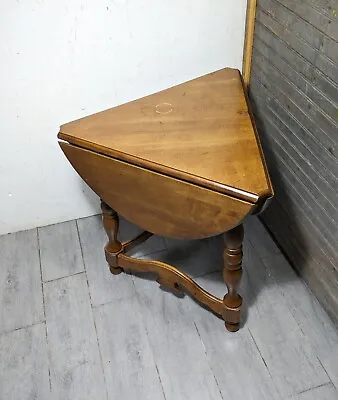 Vintage Athens Maple Wood Drop Leaf Clover Triangle Wedge End Table Colonial • $207