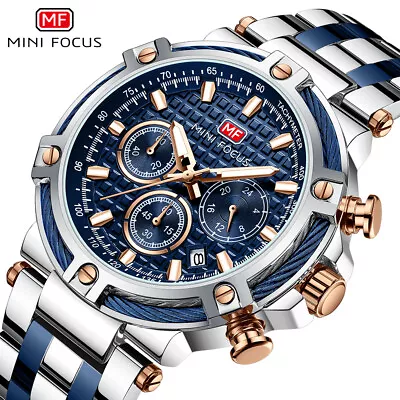 MINI FOCUS Men Watch Chronograph Luminous Pointer Date Business Male Wristwatch • $34.38