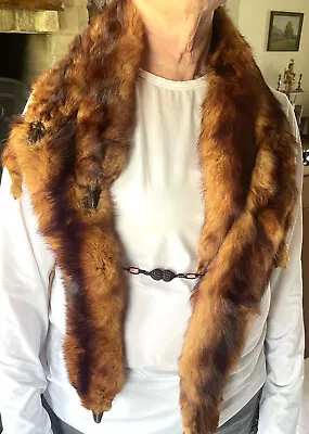 Vintage Mink 6 Full Pelt Mahogany Colored Wrap Scarf With Feet Tails & Mouths • $69