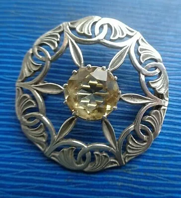 £84.99 • Buy  Iona Sterling Silver & Citrine Scottish Celtic Floral Brooch H/m 1963 John Hart
