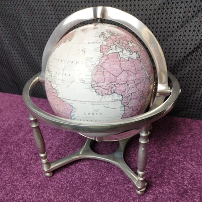 £49.95 • Buy Vintage Table Top Globe Stainless Steel Frame Free Standing 33x29x29cm 