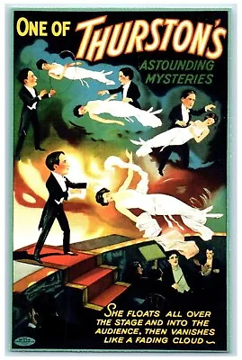 Thurston's One Of Astounding Mysteries Woman Floats Magician Vintage Postcard • $14.98