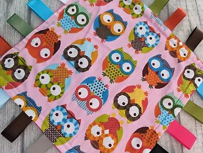 Taggy Blanket 8  Owls Cuddle Blanket Baby Gift Baby Accessories Clothes Tag • £5