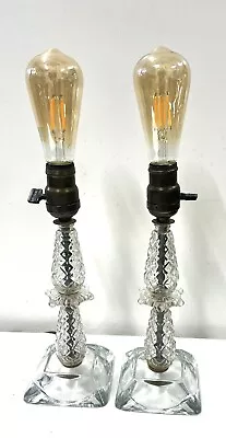 Lamps Pair Of Art Deco Stacked Crystal Glass Table Bedroom Boudoir  10 In • $36.99