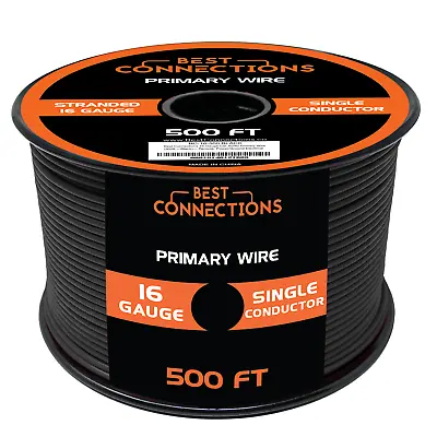 16 Gauge Car Audio Primary Wire (500ft–Black)– Remote Power/Ground Electrical • $35.95