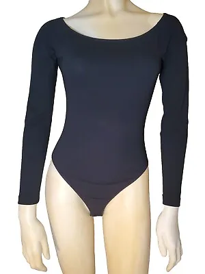 Donna Karan Signature Vintage Black Long Sleeve Stretch Bodysuit M Staple US • $49.77
