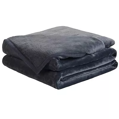 Soft California King Blanket Warm Fuzzy Microplush Blankets 102X108  Grey Dark • $51.25
