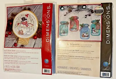 Dimensions Christmas Cross Stitch Kits - NEW Joyful Snow Globe Or Mason Jar Orns • $9.50
