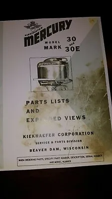 Mercury Outboard Parts Mark 30 Parts Manual • $18.95