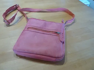 Small Kangol Cross-body Bag Pink Faux Leather With 3 Pockets • £3.50