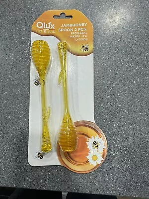 2pcs Honey Dipper Drizzler 16cm Spoon Syrup Stick Plastic  Pot Server Dripper • £6.99