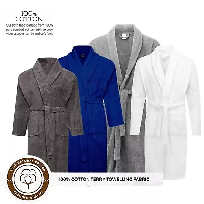 100% Luxury Egyptian Cotton Towel Bath Robe Shawlunisex Towelling Dressing Gown • £19.99