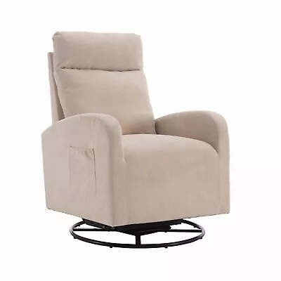 Modern Swivel Chair 360° Rocking Nursery Chair Fabric Upholstered Beige • $259.99