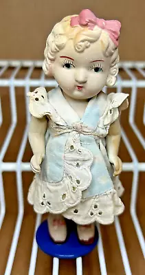 Antique Made In Occupied Japan Bisque Porcelain Girl Doll Mini 5” T Jointed Arms • $85