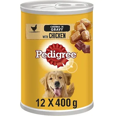 12 X 400g Pedigree Adult Wet Dog Food Tins Chicken In Gravy Dog Can • £21.99