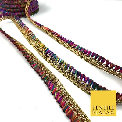£3.50 • Buy Colourful Mini Tassels Indian Woven Phulkari Gold Trim Ribbon Border Lace Ethnic