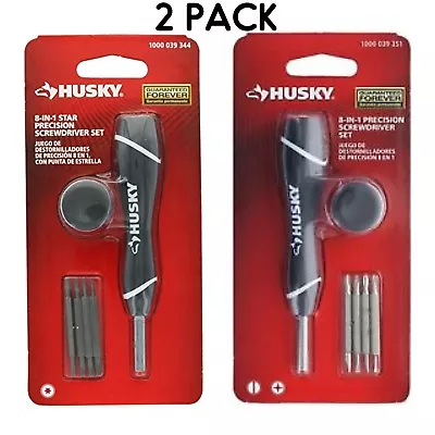 New Husky 8-in-1 Precision Screwdriver Set Of 2 Packs Torx & Phillips/Slotted • $31.95