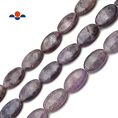 $10.99 • Buy Lepidolite Smooth Long Oval Shape Beads Size 15x25mm 15.5  Strand