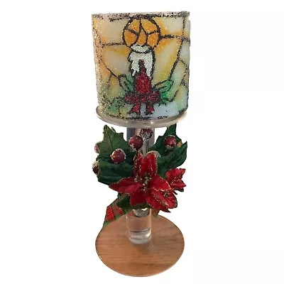 Stokes 2004 Holiday Christmas Glass Pillar Candlestick And Candle • $7.17