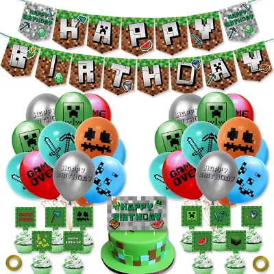 Minecraft Birthday Party Supply Decoration Sets - Balloons Cake Toppers & More • $16.99