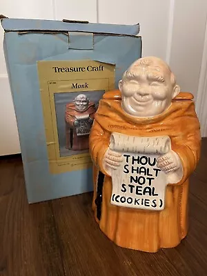 Treasure Craft Monk Cookie Jar With Box Thou Shalt Not Steal Cookies No Chips! • $19.99