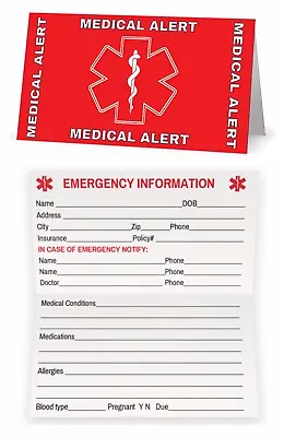 Emergency Medical ID Card - Contact & Condition Alert - ICE - Medical Alert ID • $4.99