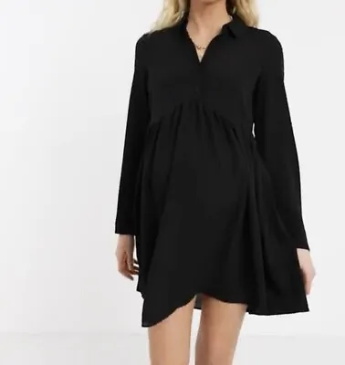 $25 • Buy ASOS DESIGN Maternity Smock Mini Shirt Dress In Black